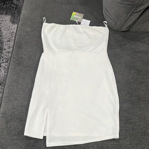 Missguided white bandeau split side mini dress sz 8